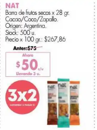 Nat Barra De Frutas Secos 28gr Llevando 3 Pagas 2