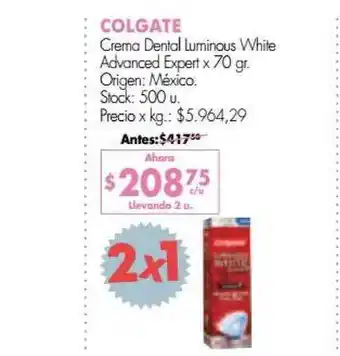 Simplicity Colgate Crema Dental Luminous White Advanced Expert x 70gr oferta