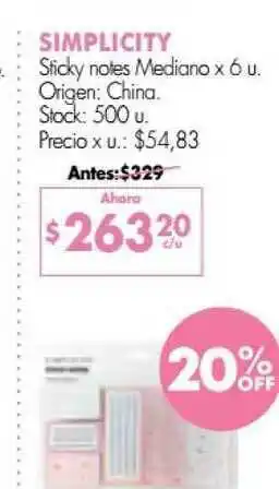 Simplicity Simplicity Sticky Note Mediano x 6 u oferta