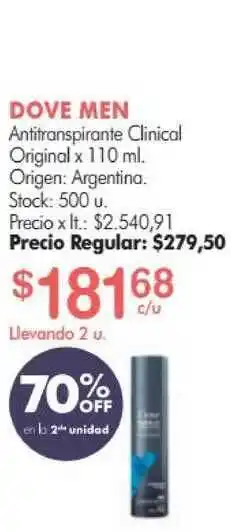 Simplicity Dove Men Antitranspirante Clinical Original x 110ml oferta