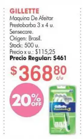 Gillette Maquina De Afeitar Prestobarba 3 x 4 u