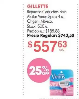 Gillette Repuesto Cartuchos Para Afeitar Venus Spa x 4 u
