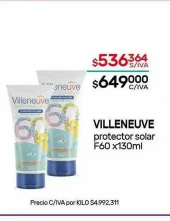 Nini Mayorista Villeneuve Protector Solar F60 oferta