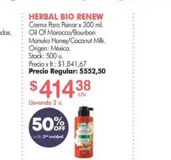 Simplicity Herbal Bio Renew Crema Para Peinar x 300ml oferta