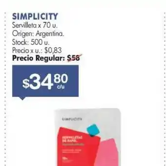 Simplicity Simplicity Servilleta x 70 u oferta