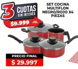 Supermayorista Vital Set cocina multiflon negro/rojo oferta