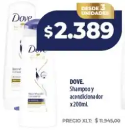 Supermayorista Vital Dove shampoo y acondicionador oferta