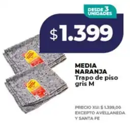 Supermayorista Vital MediaMEDIA NARANJA aranja trapo de piso gris M oferta