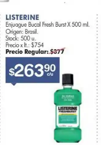 Simplicity Listerine Enjuage Bucal Fresh Brust x 500ml oferta