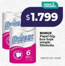 Supermayorista Vital Bonux papel hig. bco hoja simple oferta