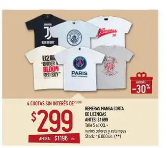 Changomas Remeras Manga Corta De Licencias oferta