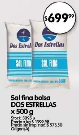 Supermercados Buenos Días Dos estrellas sal fina bolsa oferta