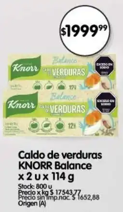 Supermercados Buenos Días Knorr caldo de verduras balance oferta