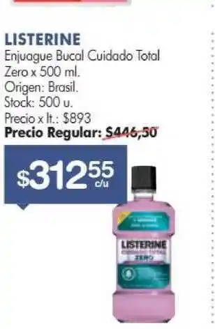 Simplicity Listerine Enjuage Bucal Cuidado Total Zero x 500ml oferta