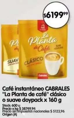 Supermercados Buenos Días La planta de café instantáneo cabrales clásico o suave doypack oferta