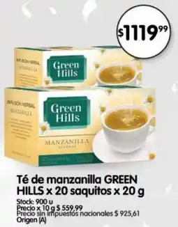 Supermercados Buenos Días Green hills té de manzanilla oferta