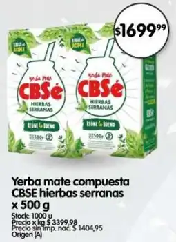 Supermercados Buenos Días Cbse yerba mate compuesta hierbas serranas oferta