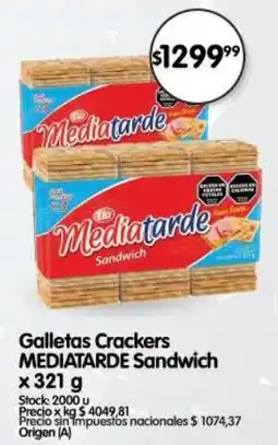 Supermercados Buenos Días Mediatarde galletas crackers sandwich oferta