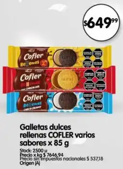Supermercados Buenos Días Cofler galletas dulces rellenas varios sabores oferta