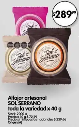 Supermercados Buenos Días Sol serrano alfajor artesanal toda la variedad oferta