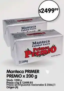 Supermercados Buenos Días Primer premio manteca oferta