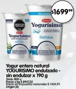 Supermercados Buenos Días Yogurisimo yogur entero natural endulzado sin endulzar oferta
