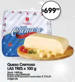 Supermercados Buenos Días LAS TRES Queso Cremoso oferta