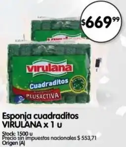 Supermercados Buenos Días Virulana esponja cuadraditos oferta