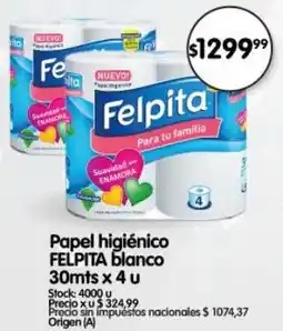Supermercados Buenos Días Felpita papel higiénico blanco oferta