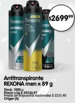 Supermercados Buenos Días Rexona antitranspirante men oferta