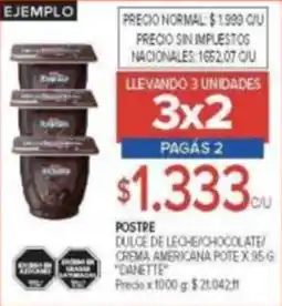 Carrefour Danette postre dulce de leche/chocolate/ crema americana pote oferta