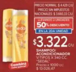Carrefour Sedal shampoo/ acondicionador vitipos oferta