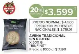 Carrefour Binfinit avena tradicional sin gluten oferta