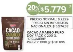Carrefour Dicomere cacao amargo puro oferta