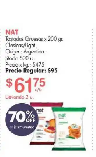 Nat Tostadas Gruesas Clasicas - Light x 200gr