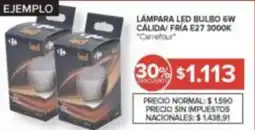 Carrefour Carrefour lámpara led bulbo 6w calida fría e27 3000k oferta