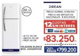 Carrefour Drean heladera blanca oferta