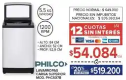 Carrefour Philco lavarropas carga superior oferta