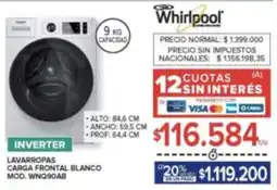 Carrefour Whirlpool lavarropas carga frontal blanco oferta