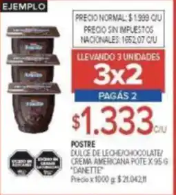 Carrefour Danette postre dulce de leche/chocolate/ crema americana pote oferta