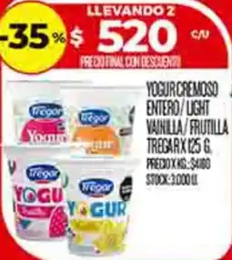 Supermercados DIA Yogur cremoso entero/light vainilla/frutilla tregar oferta