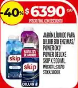 Supermercados DIA Skip jabón líquido para diluir bio enzimas power coi power deluxe oferta