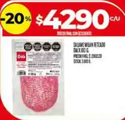 Supermercados DIA Salame Milan oferta