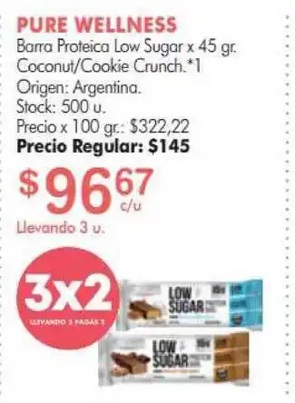 Simplicity Pure Wellness Barra Proteica Low Sugar x 45gr Coconut-cookie Crunch oferta