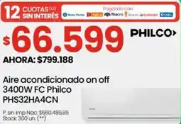 Changomas Philco aire acondicionado 3400W oferta