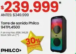 Changomas Philco torre de sonido oferta