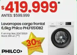 Changomas Philco lavarropas carga frontal 6.6 kg oferta
