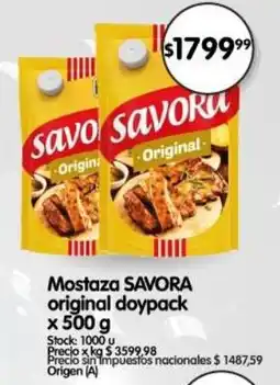 Supermercados Buenos Días Savora mostaza original oferta