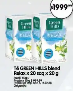 Supermercados Buenos Días Green Hills té blend relax oferta