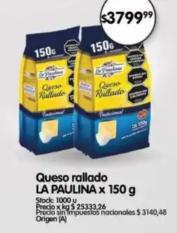 Supermercados Buenos Días La Paulina queso rallado oferta